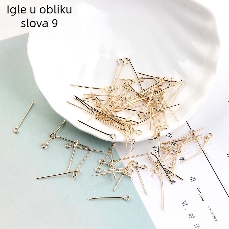 DIY dodaci za nakit – igla s 9 znakova, zlatna, bijela i srebrna završna obrada, dodaci za naušnice