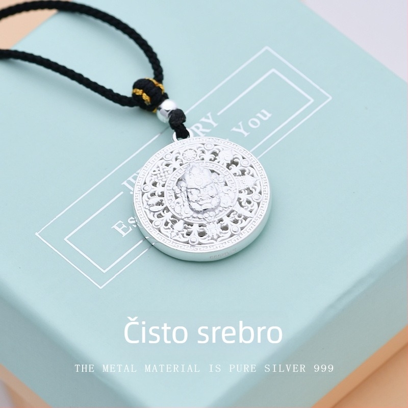 S999 Sterling srebro – Bogatstvo Osmih Blaga, Kompas Privjesak, Muški Ogrlica, Rođendanski Poklon DZ087