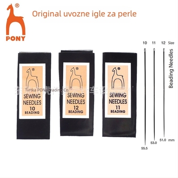 PONY igla za perle, karbonska čelika, ručno šivanje perlama, duga i tanka