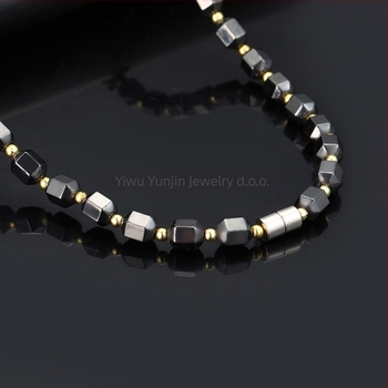 Ogrlica od magnetskog materijala, geometrijski dizajn, kugličasti lanac, model YJXL127, Yiwu Yunjin Jewelry