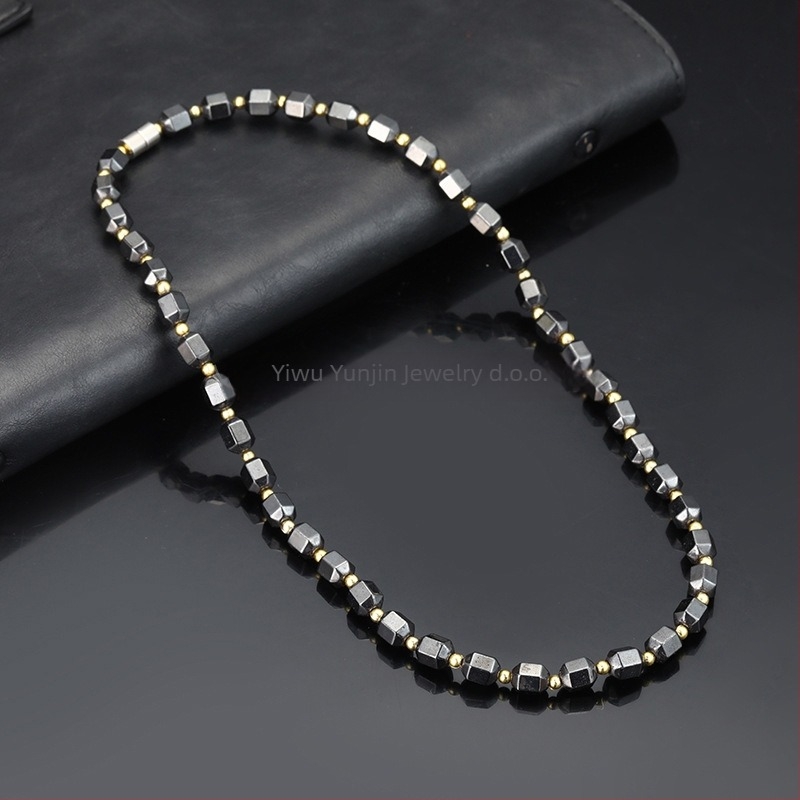 Ogrlica od magnetskog materijala, geometrijski dizajn, kugličasti lanac, model YJXL127, Yiwu Yunjin Jewelry