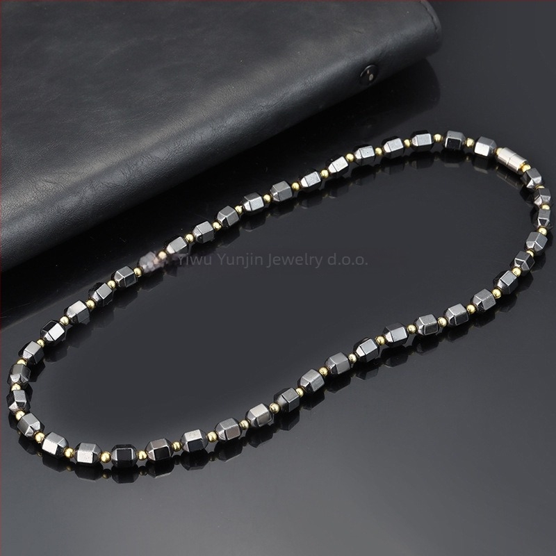 Ogrlica od magnetskog materijala, geometrijski dizajn, kugličasti lanac, model YJXL127, Yiwu Yunjin Jewelry