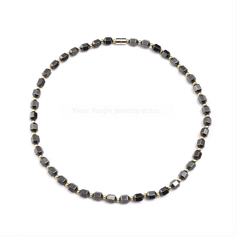 Ogrlica od magnetskog materijala, geometrijski dizajn, kugličasti lanac, model YJXL127, Yiwu Yunjin Jewelry