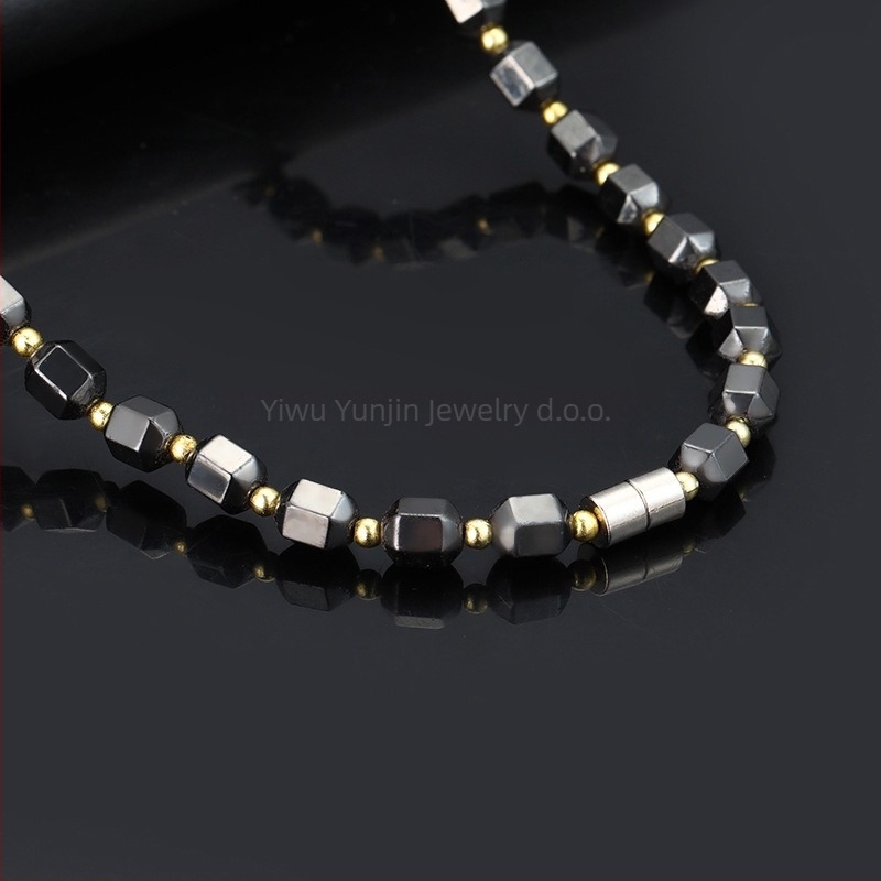 Ogrlica od magnetskog materijala, geometrijski dizajn, kugličasti lanac, model YJXL127, Yiwu Yunjin Jewelry