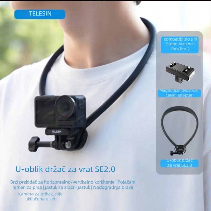 TELESIN Držač za vrat za GoPro/Action/Insta360 kamere, silikon