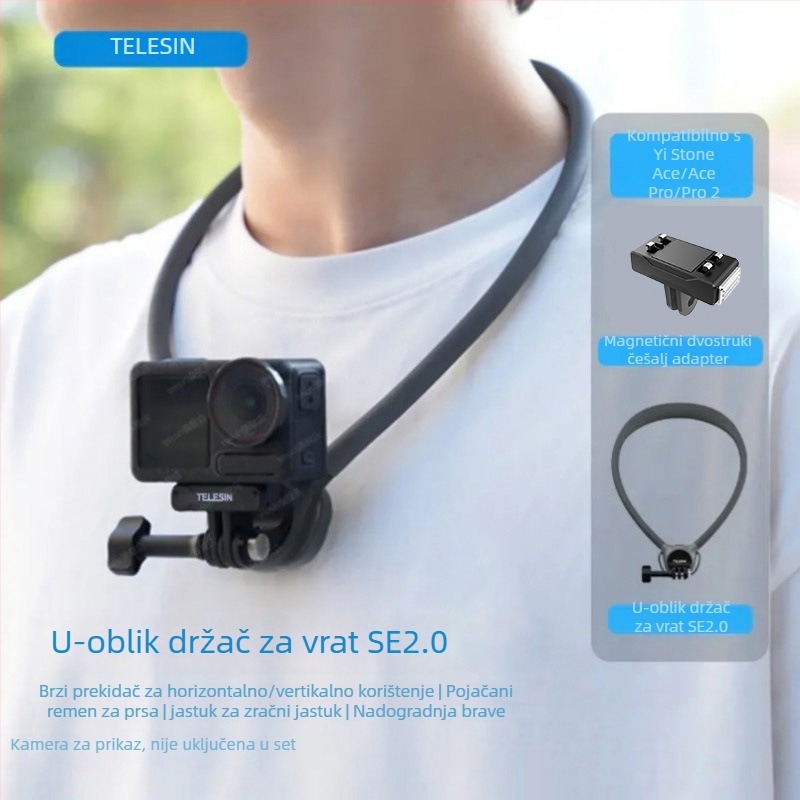 TELESIN Držač za vrat za GoPro/Action/Insta360 kamere, silikon