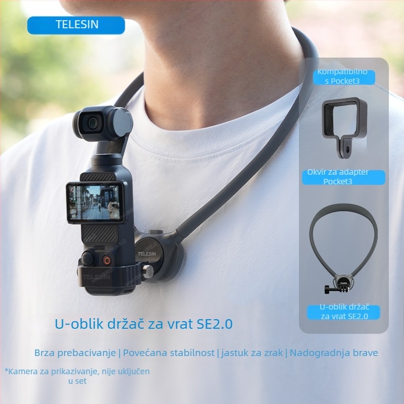 TELESIN Držač za vrat za GoPro/Action/Insta360 kamere, silikon