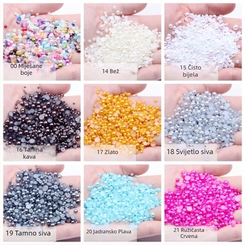 Klip za kosu s polukružnim perlama, plastika/resin, završna kapljica ljepila, retro stil