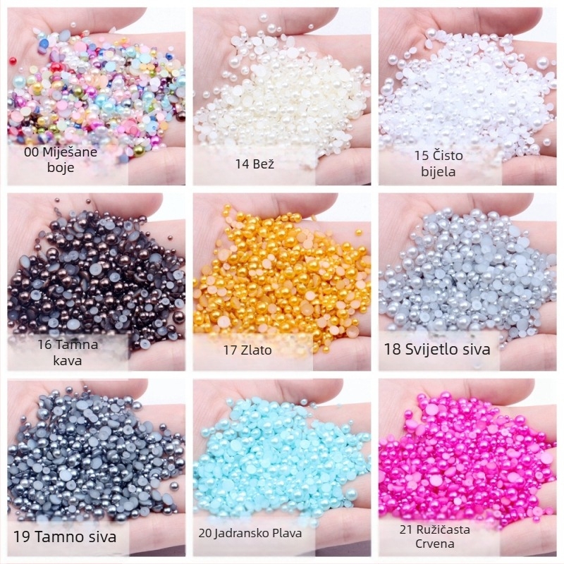 Klip za kosu s polukružnim perlama, plastika/resin, završna kapljica ljepila, retro stil