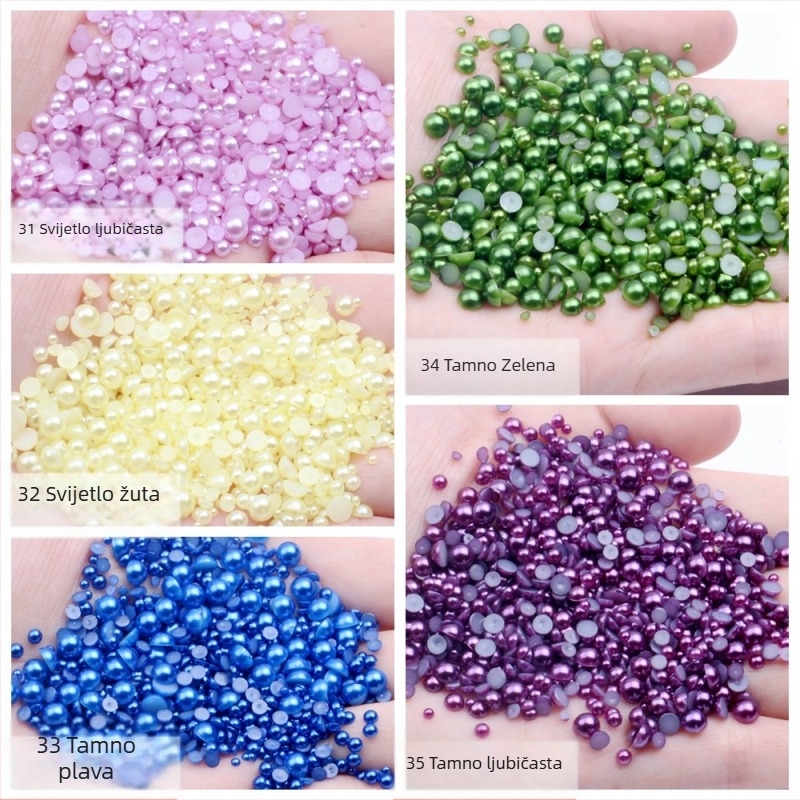 Klip za kosu s polukružnim perlama, plastika/resin, završna kapljica ljepila, retro stil