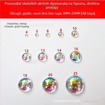 Rhinestone perle polukružnog oblika, sjajna površina, injekcijsko prešanje, plastika/smola