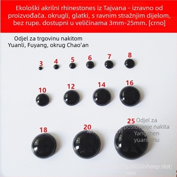 Rhinestone perle polukružnog oblika, sjajna površina, injekcijsko prešanje, plastika/smola