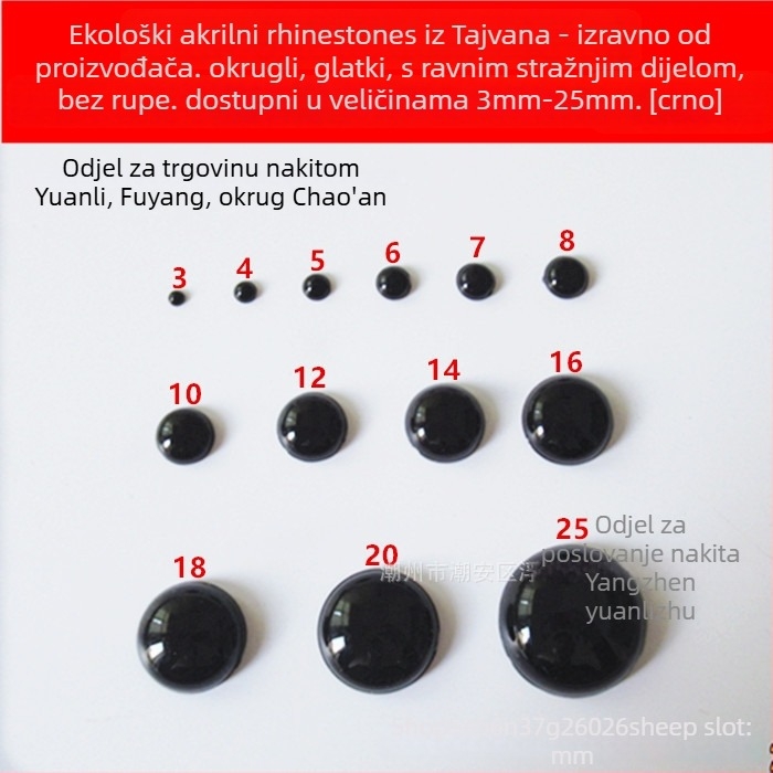 Rhinestone perle polukružnog oblika, sjajna površina, injekcijsko prešanje, plastika/smola