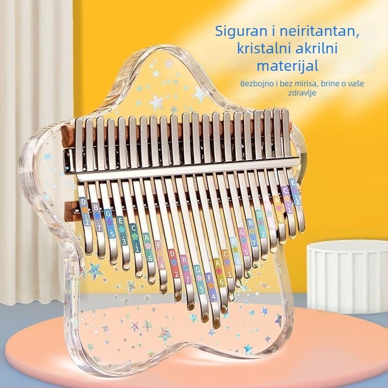 Prozirna akril Kalimba (palčano klavir) – ton A, prijenosno za početnike