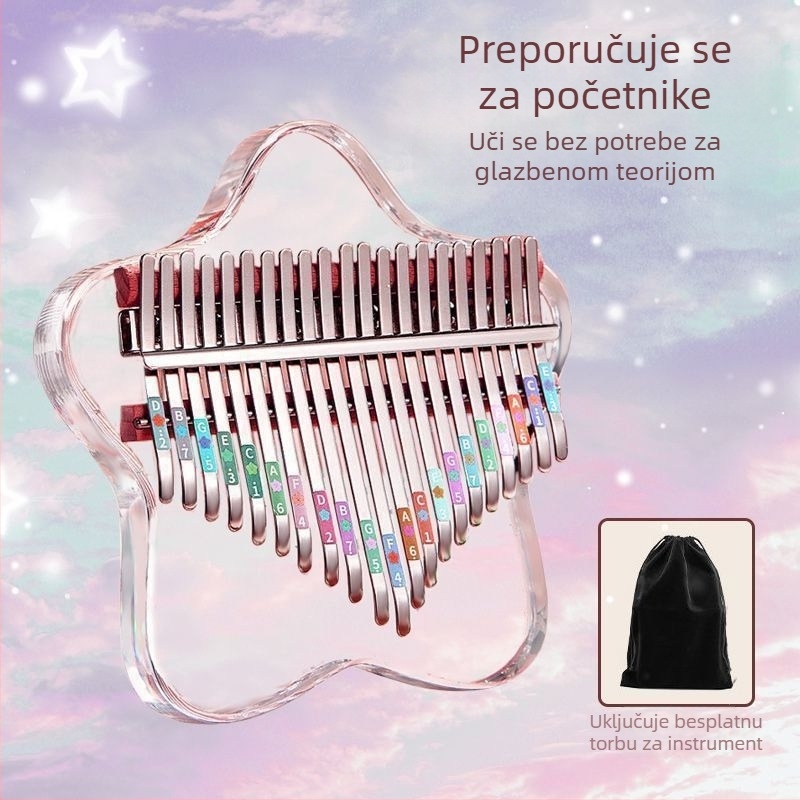 Prozirna akril Kalimba (palčano klavir) – ton A, prijenosno za početnike