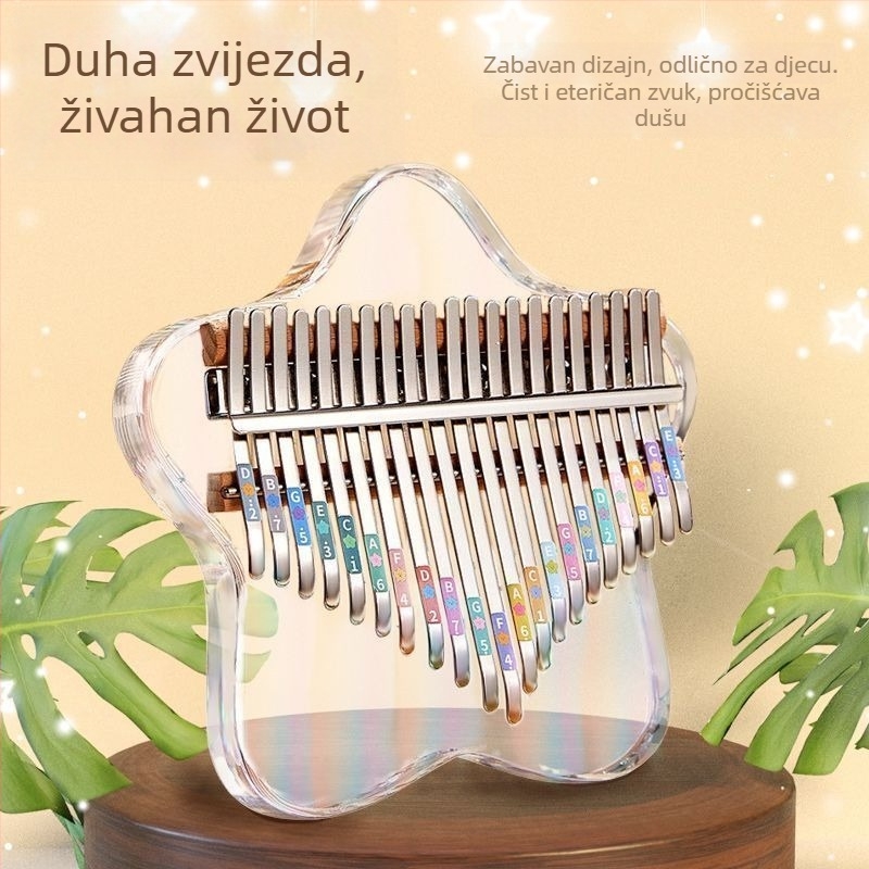 Prozirna akril Kalimba (palčano klavir) – ton A, prijenosno za početnike