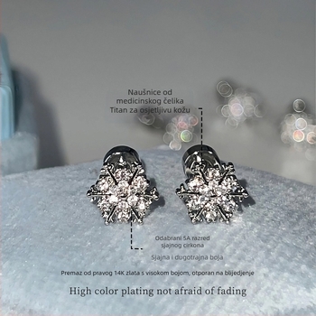 Naušnice Simang Jewelry – vrhunske, sintetički kubični cirkon, titan čelik ušni igle, premaz pravim zlatom, za žene