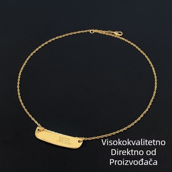 Bakreno ogrlica s pozlaćenim premazom, alfabetni motiv, uvijeni lanac, retro stil, podrijetlo Guangzhou