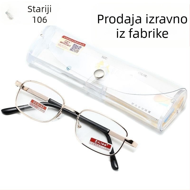 Naočale za čitanje s lećama od smole i premazom, kvadratni puni okvir od metala, proljetni dizajn 2023