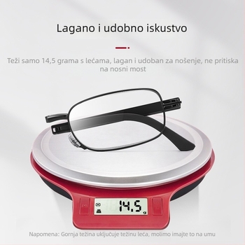 Anji naočale za čitanje - Prijenosne, sklopive, unisex, potpuno metalni okvir, A.C. leće