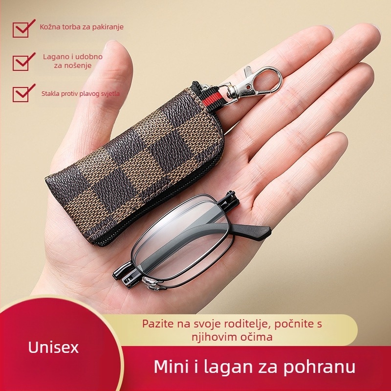 Anji naočale za čitanje - Prijenosne, sklopive, unisex, potpuno metalni okvir, A.C. leće