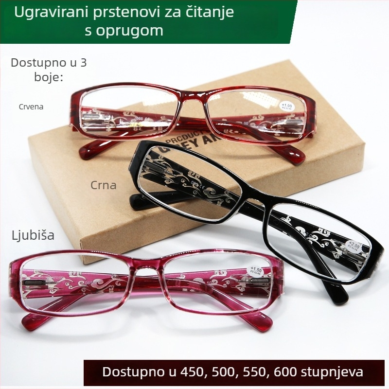 LUSAXI naočale za čitanje, 450/500/550/600 dioptrija, sočiva od smole, model 232