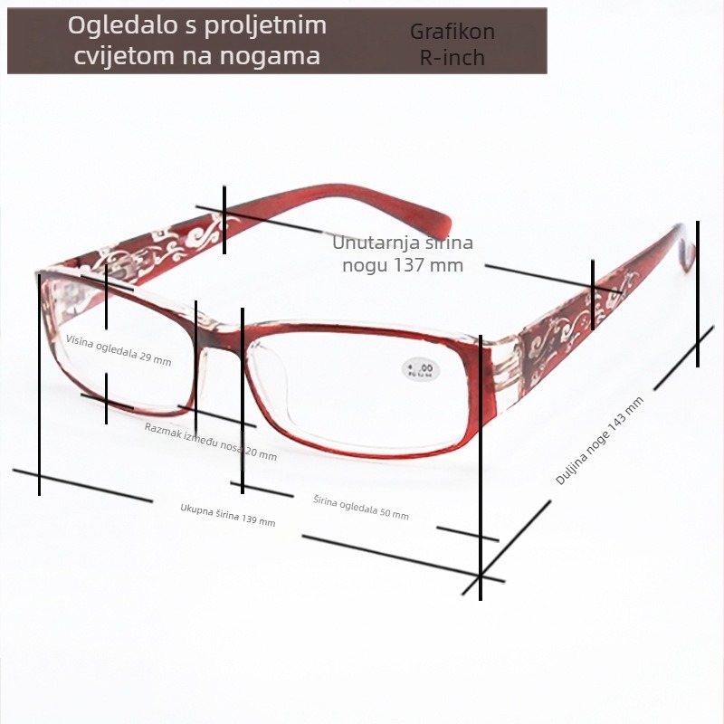 LUSAXI naočale za čitanje, 450/500/550/600 dioptrija, sočiva od smole, model 232