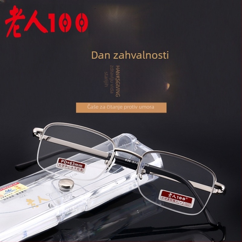Old Man 100 naočale za čitanje, ultralagani okvir od smole, poluokvir, unisex, model 836