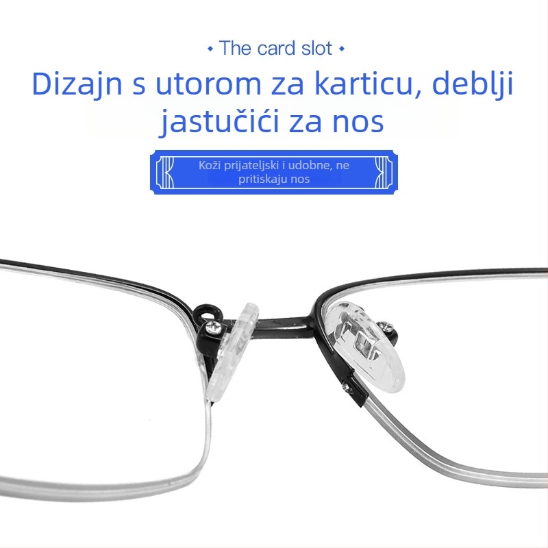 Naočale za čitanje, poluokvir, okvir memory titanium i PC leće, anti-zamagivanje, anti-plavo svjetlo i UV zaštita