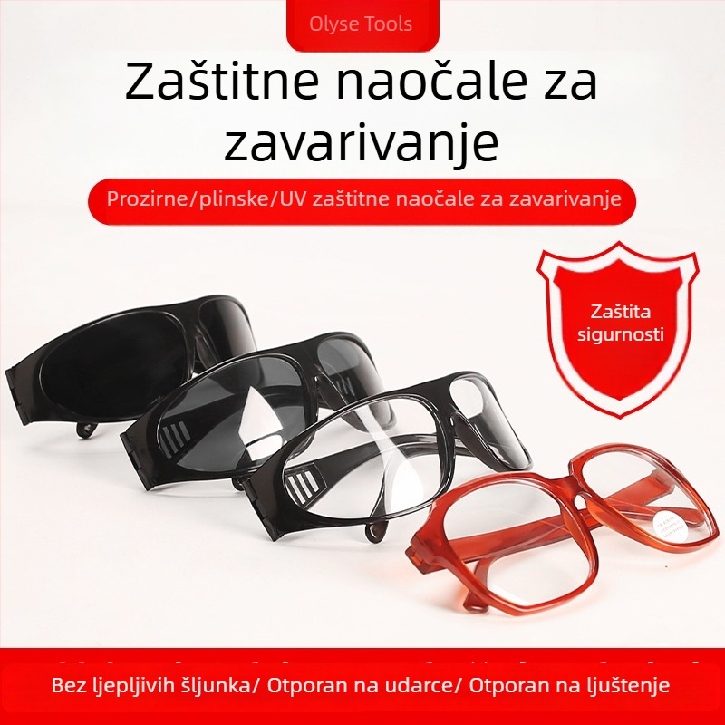 Zaštitne naočale za zavarivanje plinsko i argonsko zavarivanje — PVC okvir, leća 1,5 mm, 99% propusnost svjetla