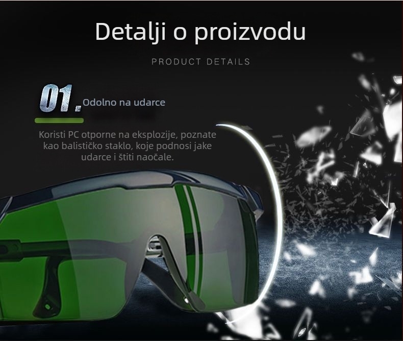 Zaštitne naočale za zavarivanje (UV zaštita; otpornost na udarce; Eye wash)