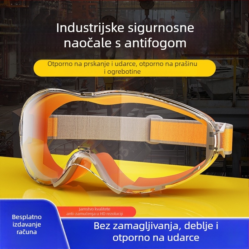 Industrijske zaštitne naočale s anti-fog zaštitom, vodootporne, otporne na vjetar i prašinu; pogodne za rezanje, brušenje i zavarivanje; marka Lichang, okvir od TPE-a, kod S2323