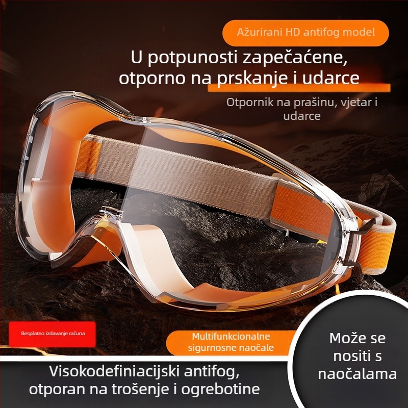 Industrijske zaštitne naočale s anti-fog zaštitom, vodootporne, otporne na vjetar i prašinu; pogodne za rezanje, brušenje i zavarivanje; marka Lichang, okvir od TPE-a, kod S2323