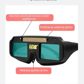 Zaštitne naočale za zavarivanje s automatskim zatamnjenjem, tekućokristalni materijal, debljina leće 0,3 mm, model W399, protiv odsjaja