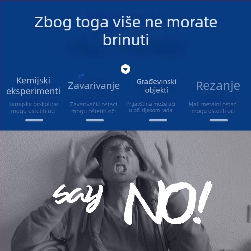 Zavarivačke naočale, okvir od smole, odvojivi okvir, leća debljine 1,5 mm, anti-sjaja i otporne na udarce