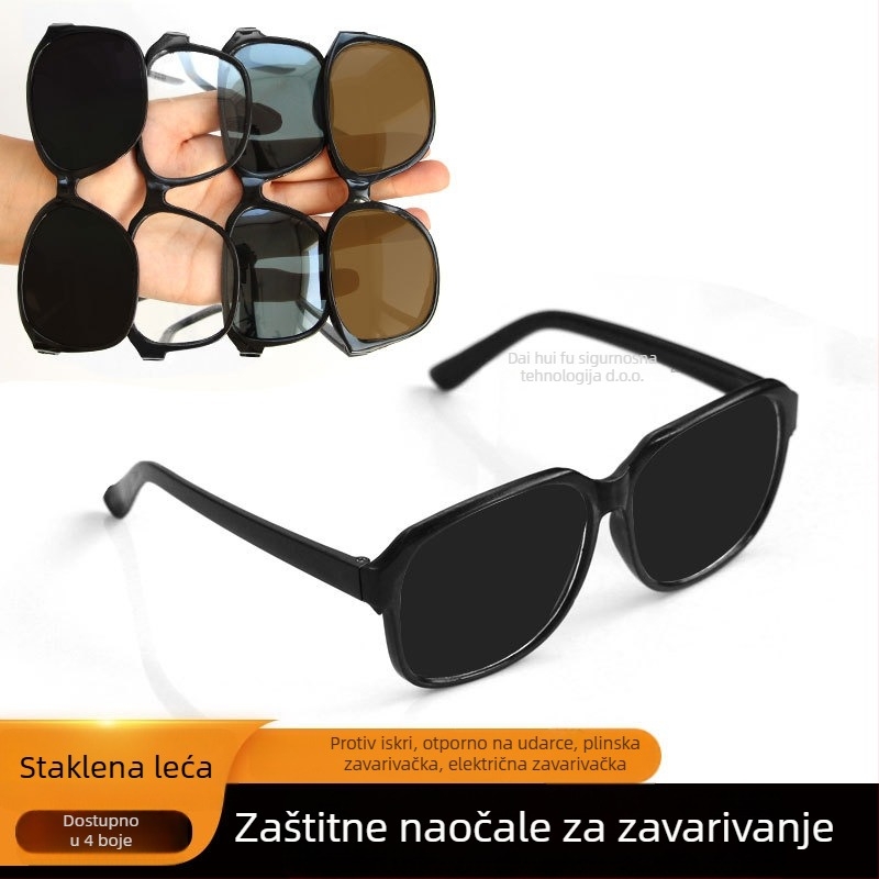 Zaštitne naočale za zavarivanje, staklena leća, fiksni okvir, 99% propusnost svjetla, zaštita od udara i prašine, model 868 naočale