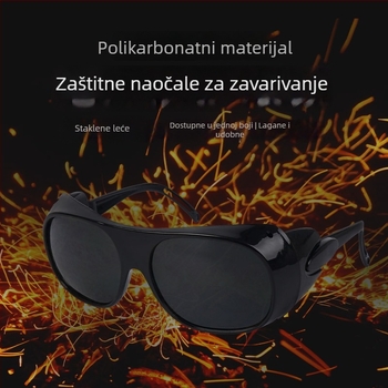 Zaštitne naočale za zavarivanje s anti-glare i zaštitom od prskanja, otporne na udarce, leće od polikarbonata, crni okvir, tri boje leća, pogodne za zavarivanje, brušenje i rezanje.