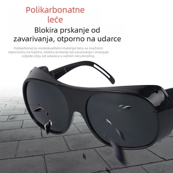 Zaštitne naočale za zavarivanje s anti-glare i zaštitom od prskanja, otporne na udarce, leće od polikarbonata, crni okvir, tri boje leća, pogodne za zavarivanje, brušenje i rezanje.