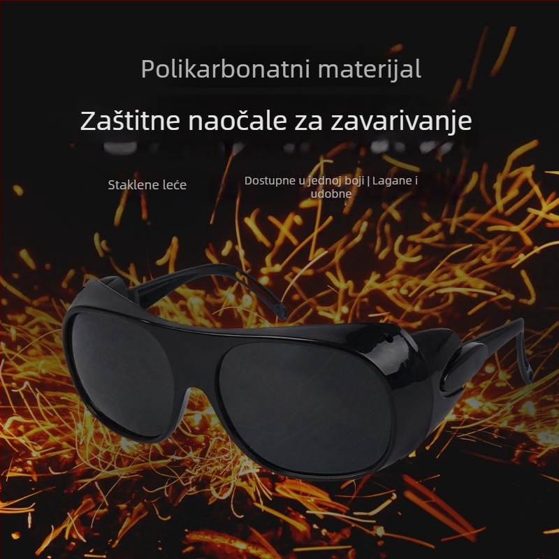 Zaštitne naočale za zavarivanje s anti-glare i zaštitom od prskanja, otporne na udarce, leće od polikarbonata, crni okvir, tri boje leća, pogodne za zavarivanje, brušenje i rezanje.