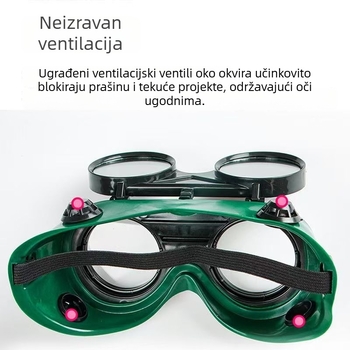 Zavarivačke naočale, nose se na glavi, zaštita od prskanja, okvir od mekane gume, prozirne leće, otporne na udarce