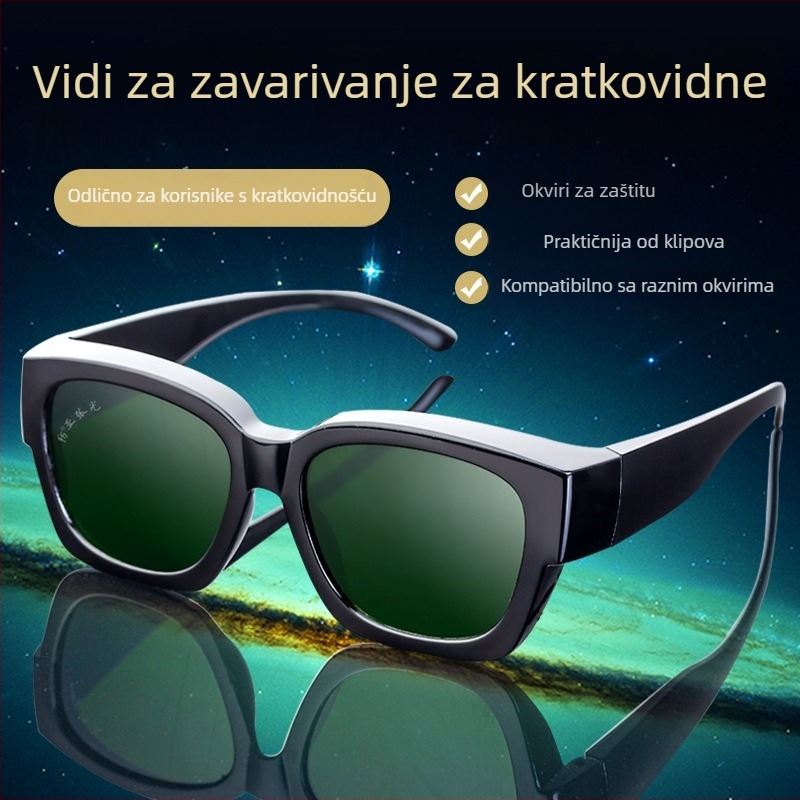 Zaštitne naočale za zavarivanje s anti-sjajem, zaštita od prskanja, podesivi okvir, kaljeno HD staklo