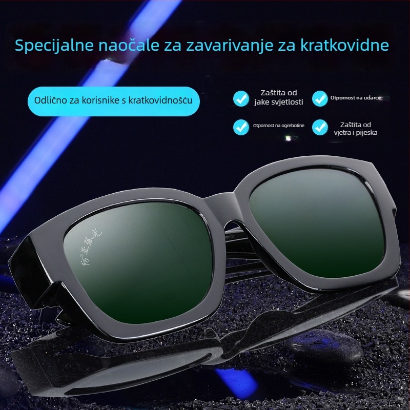 Zaštitne naočale za zavarivanje s anti-sjajem, zaštita od prskanja, podesivi okvir, kaljeno HD staklo