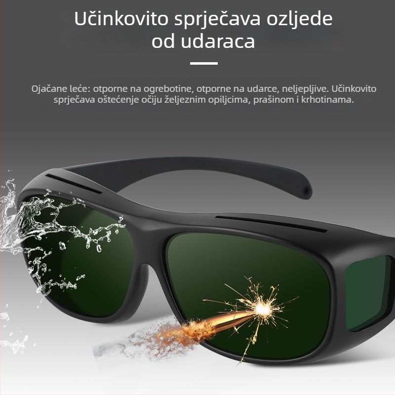 Zaštitne naočale za zavarivanje TIG/Arc, protiv odsjaja, protiv šljake, polikarbonatni okvir, tamnozelene leće