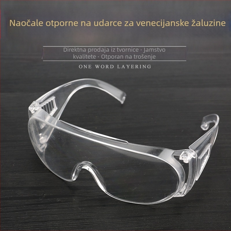 Zaštitne naočale od PC-a, prozirne leće, standardna debljina leće, standardna propusnost svjetla, zaštita od prskanja, prašine i udara