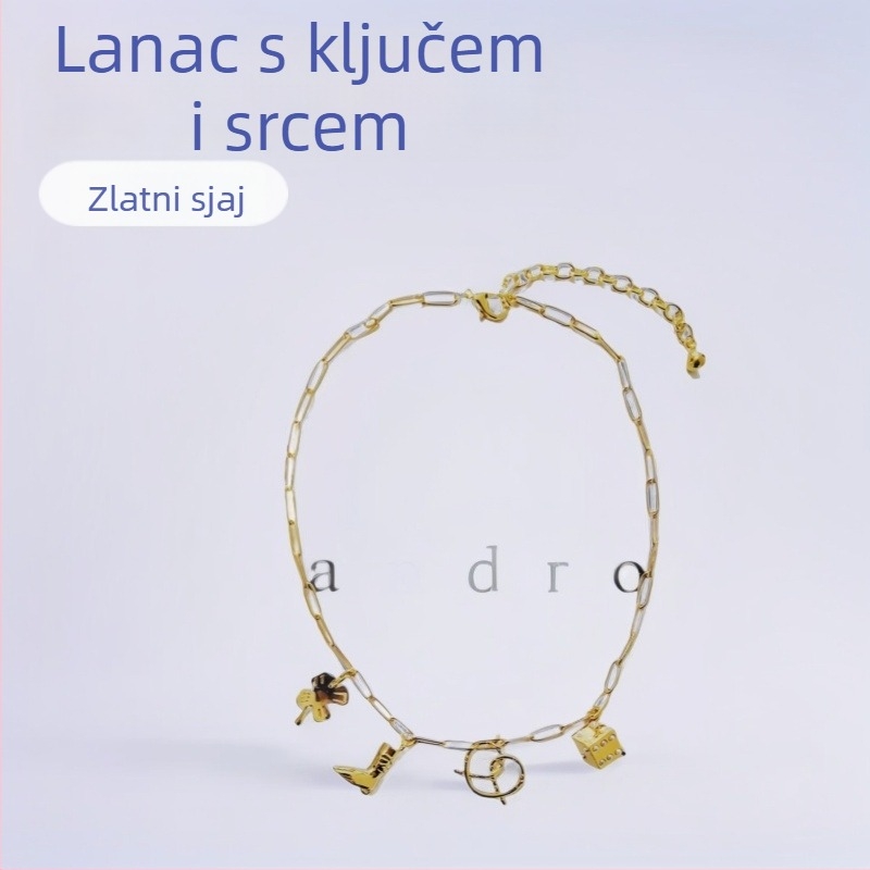 Ogrlica od legure, elektroplatirana, oblik leptira, standardni lanac, privjesak od legure