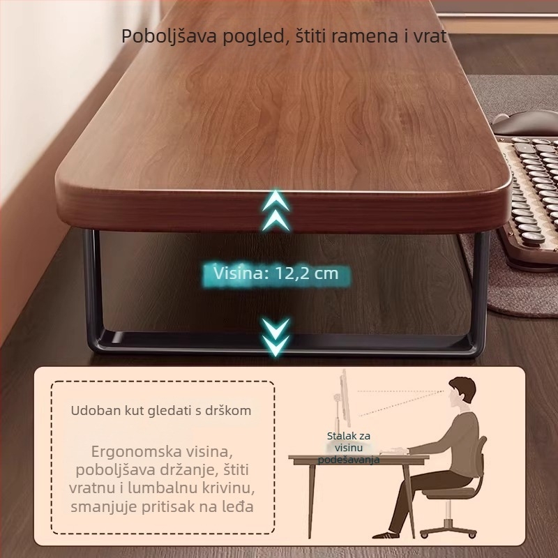 Stolni organizator za monitor i laptop - podesiva visina (Model Yafan Home; Kompatibilan sa svim računalima; Desktop stil)