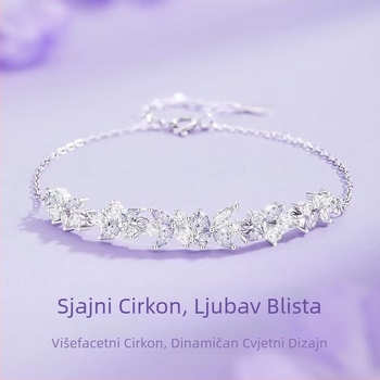 Ženski narukvica s dizajnom Wisteria Flower Smile; cirkon, elektroplatiranje; marka Perfect Decoration; oblik: cvijet-romb; stil: princeza; dodatak za ruku.