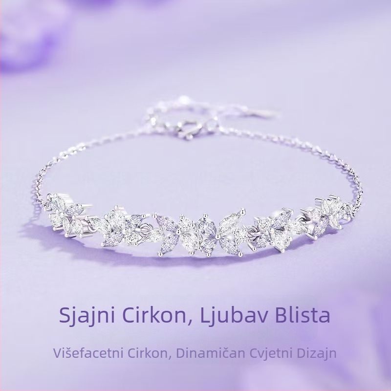 Ženski narukvica s dizajnom Wisteria Flower Smile; cirkon, elektroplatiranje; marka Perfect Decoration; oblik: cvijet-romb; stil: princeza; dodatak za ruku.