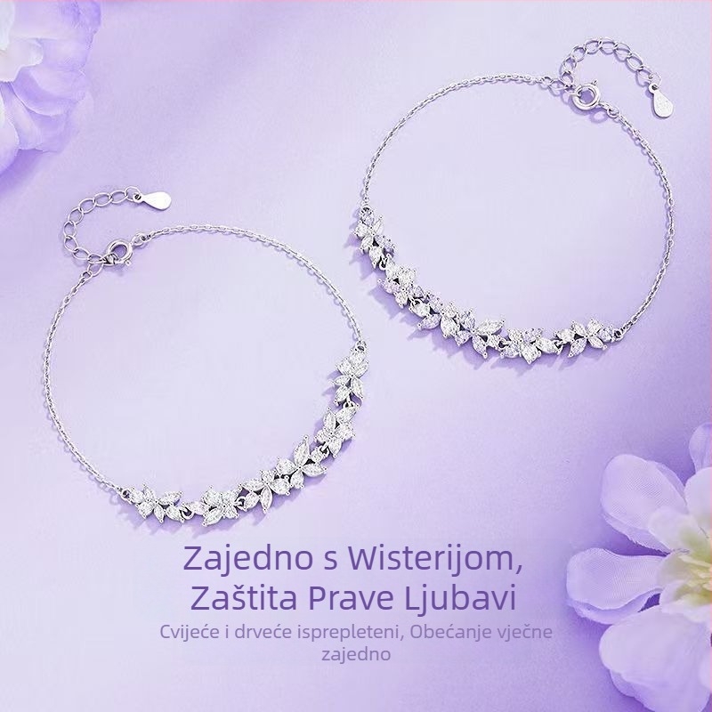 Ženski narukvica s dizajnom Wisteria Flower Smile; cirkon, elektroplatiranje; marka Perfect Decoration; oblik: cvijet-romb; stil: princeza; dodatak za ruku.