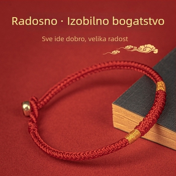 Crveni konopac narukvica s ručno pletenim dijamantnim čvorom i 925 srebrnim dodacima, unisex, originalni dizajn